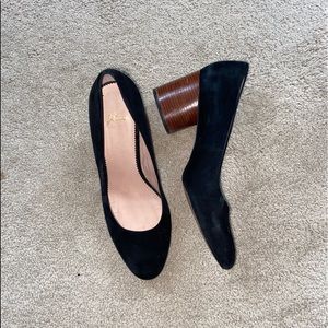 J CREW WOODBLOCK BLACK HEELS IN SIZE 7.5